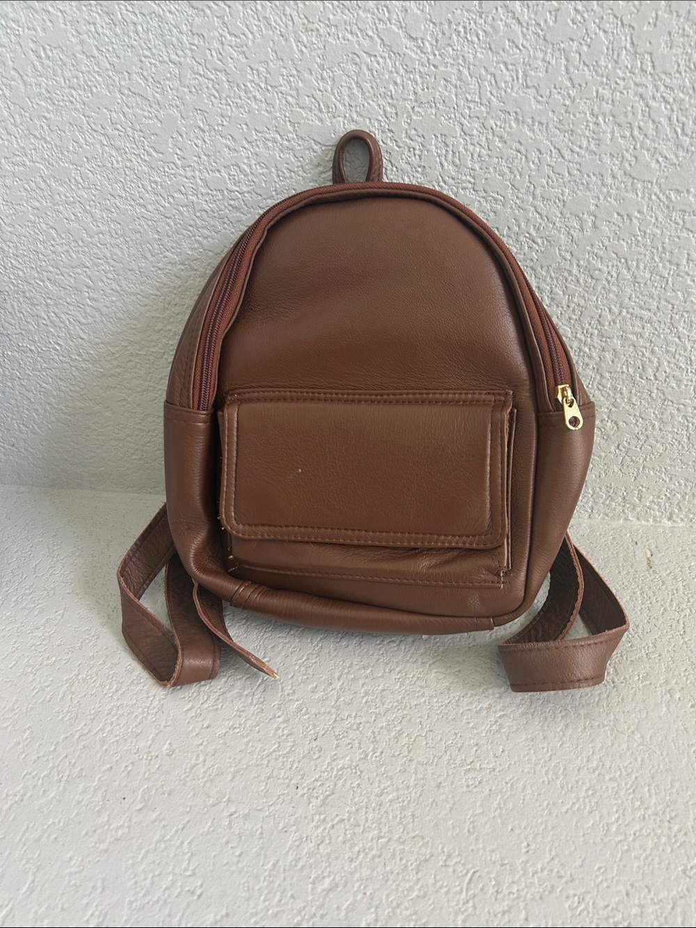 Source Unknown Brown Faux-Leather Mini Backpack